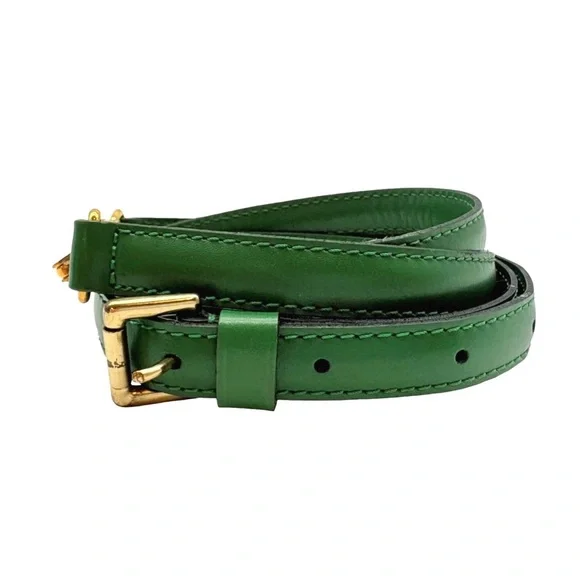 W LOUIS VUITTON Adjustable Borneo Green Leather Strap with Gold Hardware - Picture 4 of 11